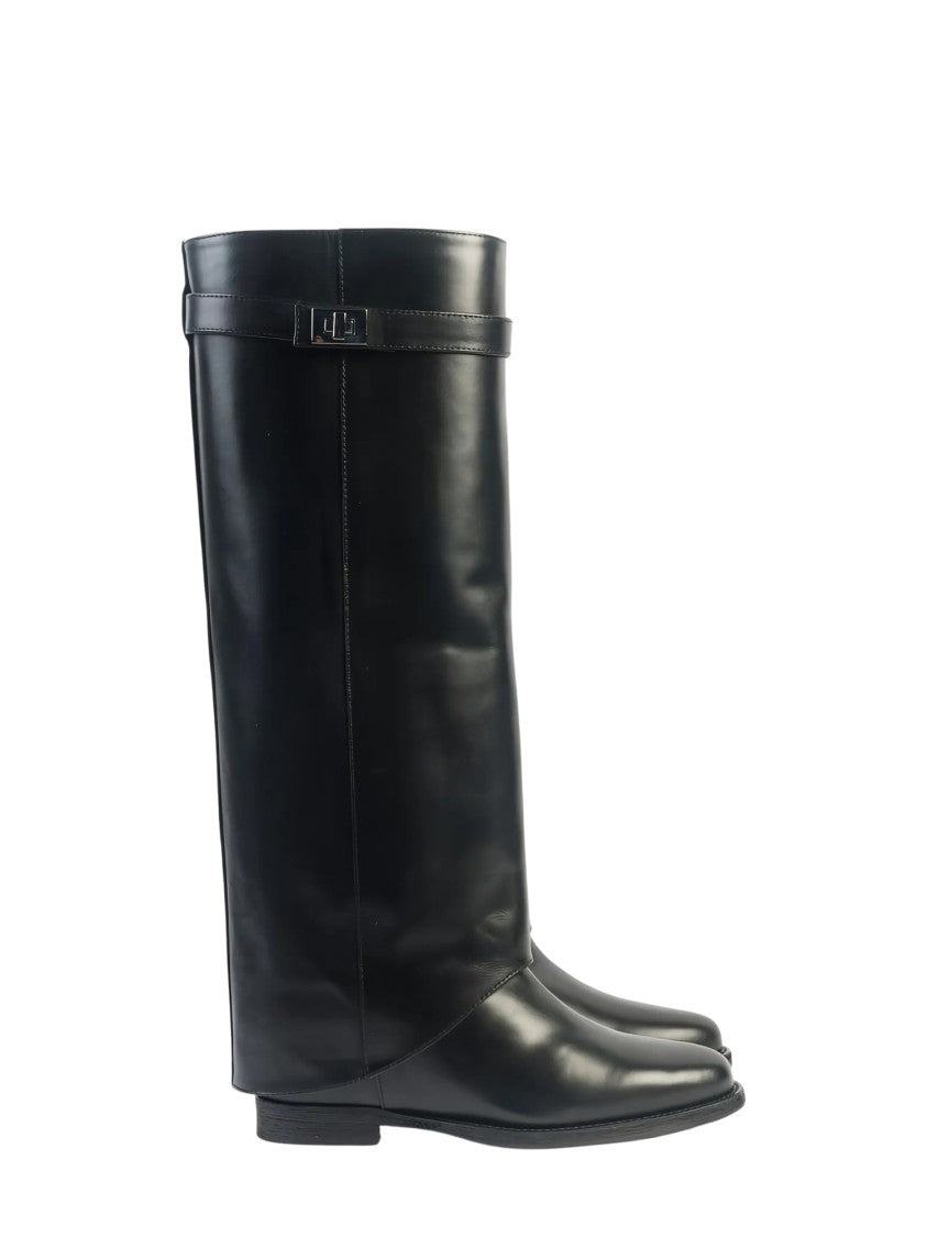 Via Roma 15 Black Buckle-Detail Santa Monica Tall Boots