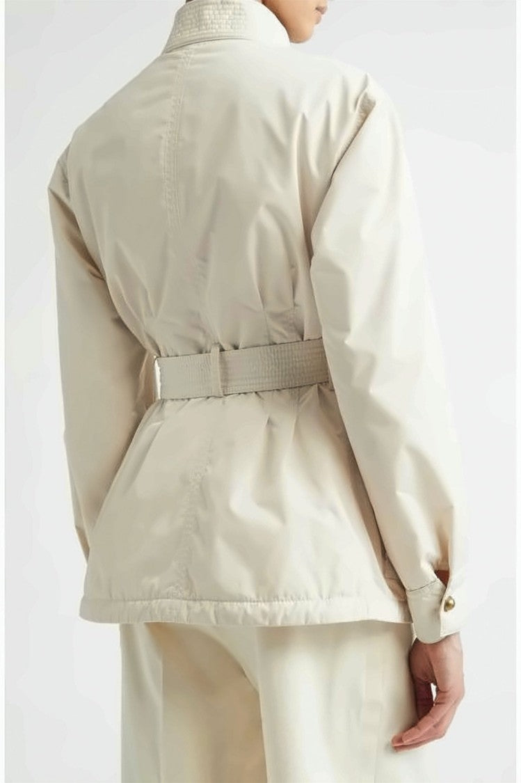 Moncler Structured High Collar Moncler Jacket With Belted Waist