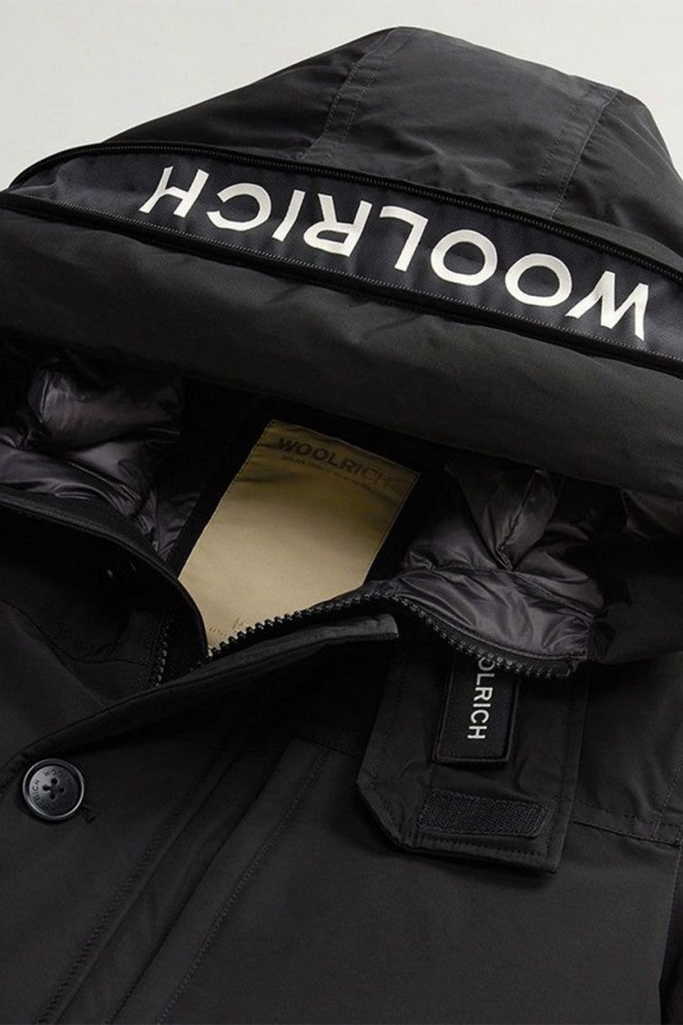 Woolrich Black Hooded Button-Front Cotton-Blend Jacket