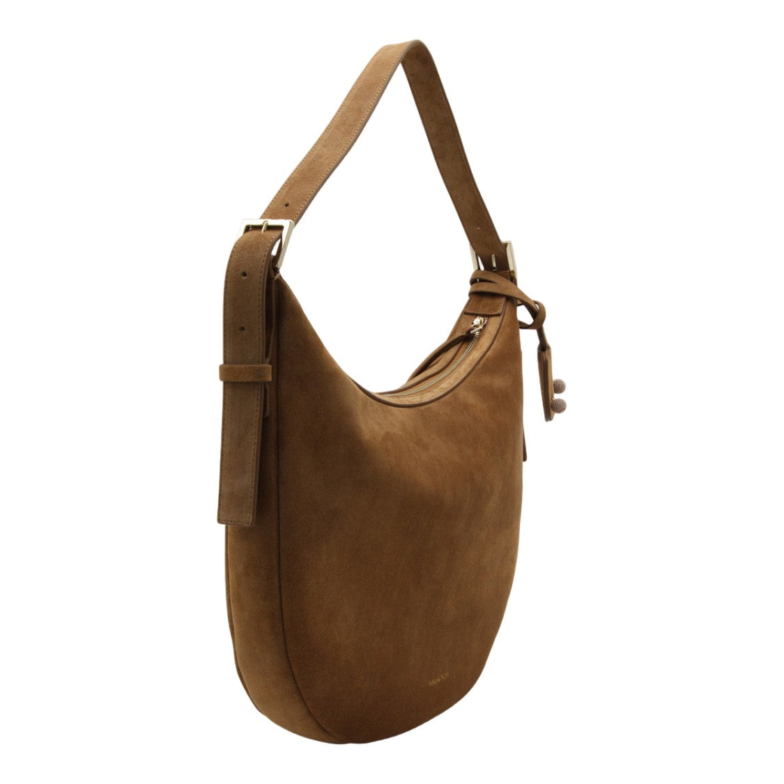Fabiana Filippi Crescent-Shaped Brown Suede Bag With Adjustable Strap