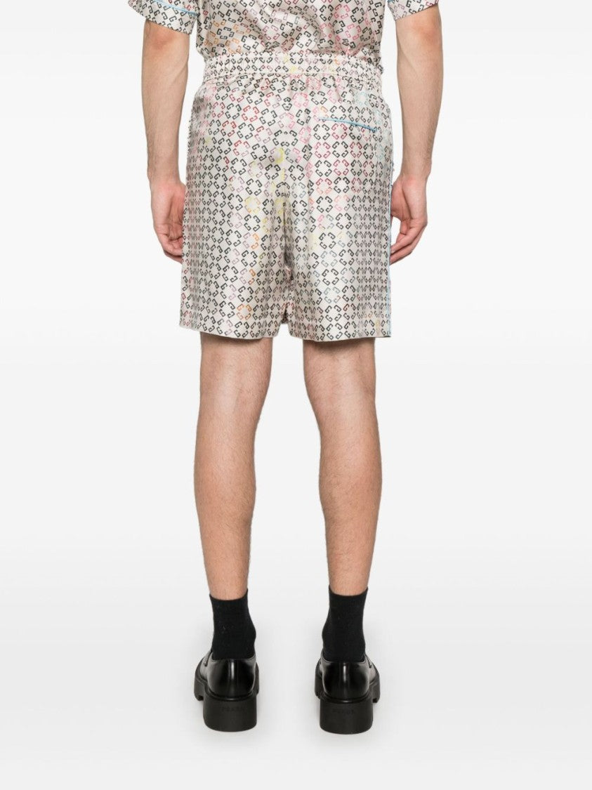 Givenchy Ecru Multicolored Geometric Pattern Shorts