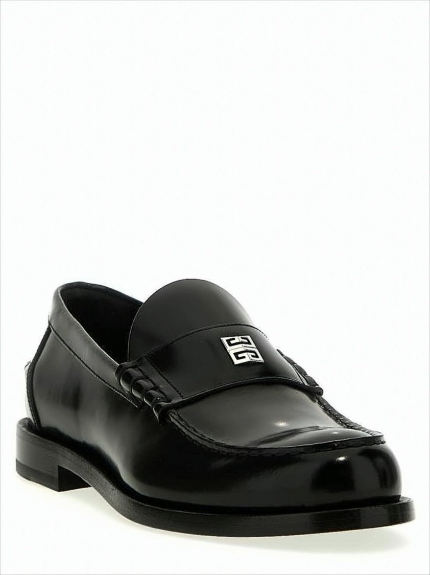 Givenchy Polished Black Calf Leather Loafers With Iconic Emblem