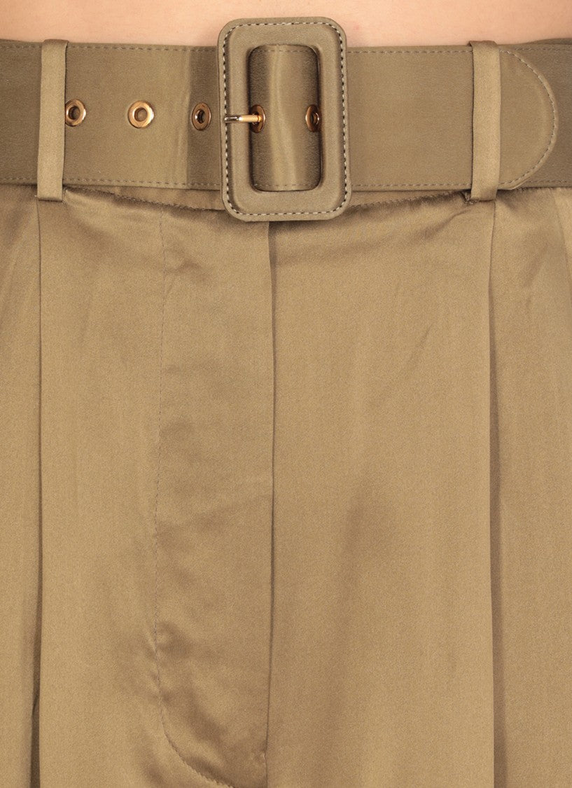 Zimmermann Green Wide-Leg Silk Tuck Pants