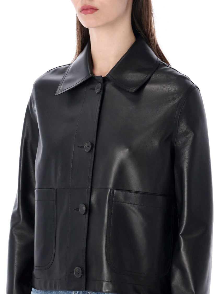 Sword Smooth Nappa Leather Cropped Jacket