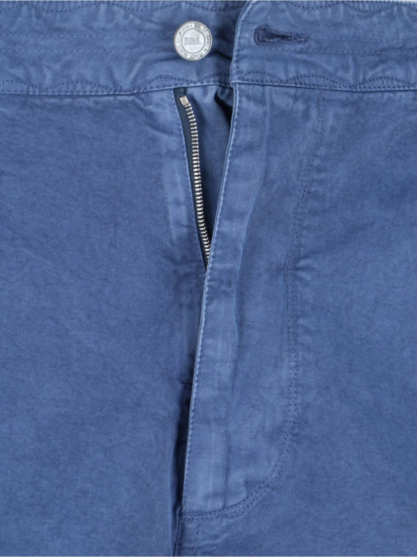 Erl Mid-Waist Blue Cotton Cargo Shorts With Functional Pockets