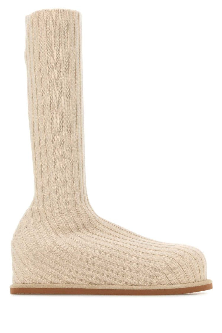 Amina Muaddi Sand Fabric Veneda Boots