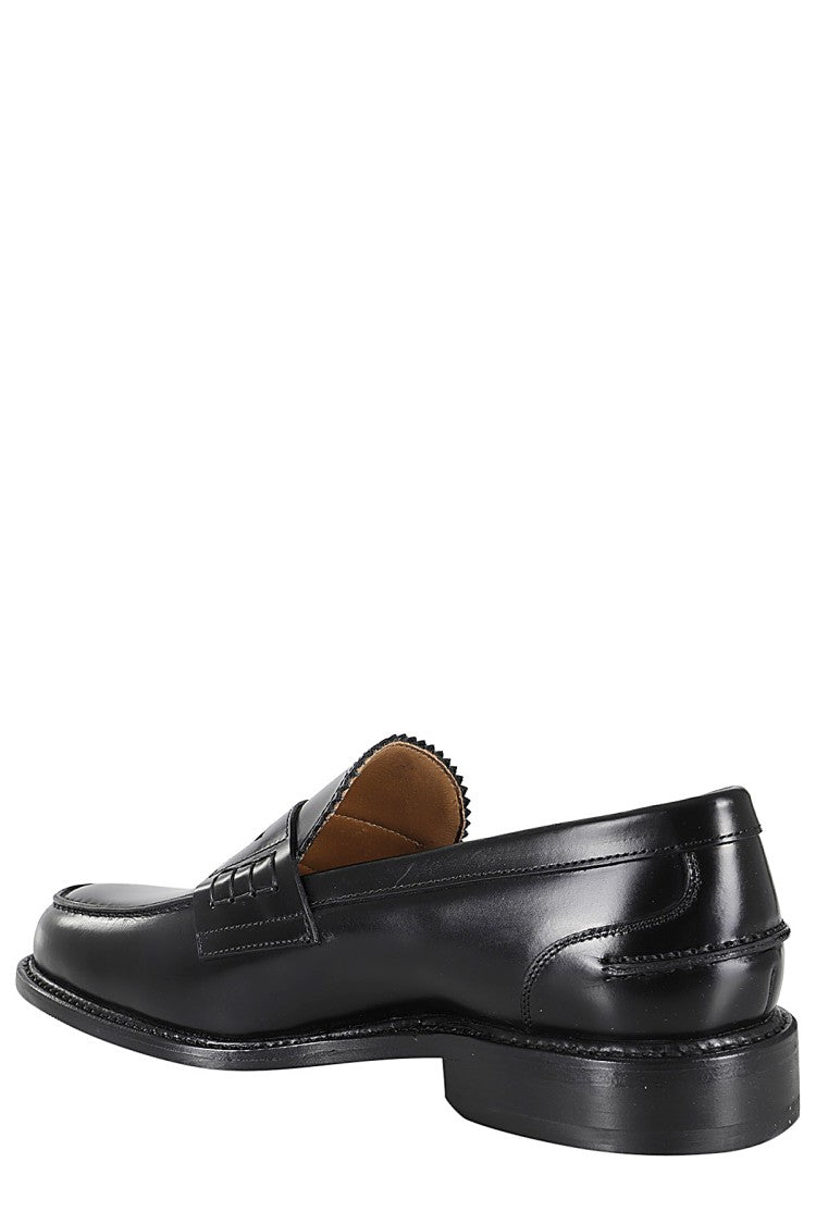 John Spencer Almond Toe Black Leather Loafers