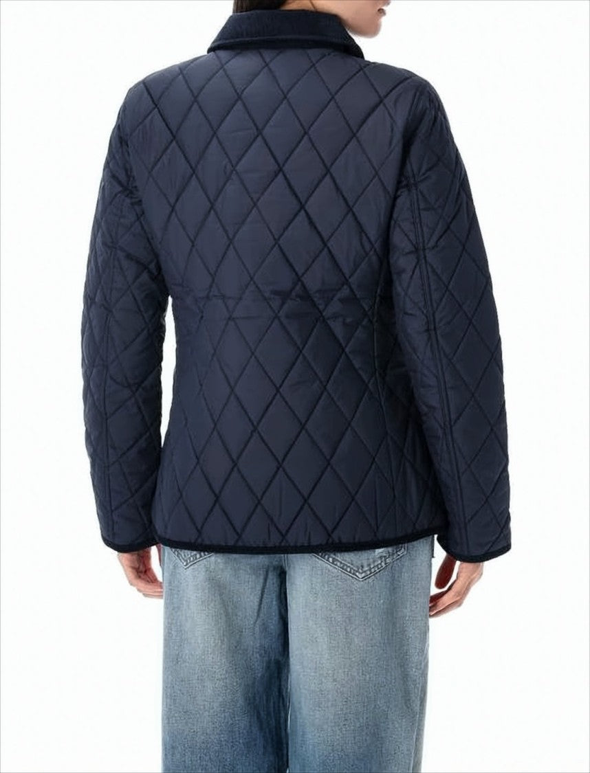 Polo Ralph Lauren Quilted Blue Jacket With Contrasting Collar And Snap Buttons
