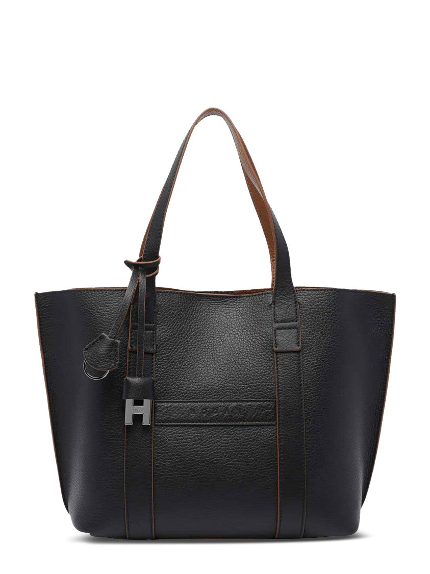 Hogan Script Shopping Piccola Pebbled Leather Tote Bag