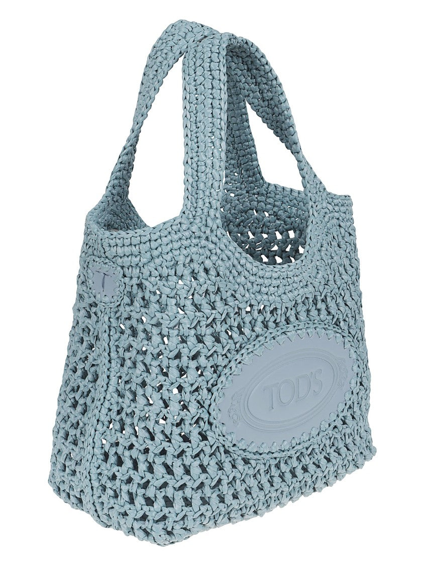 Tod's Hand-Crocheted Raffia Shopping Bag With Leather Details