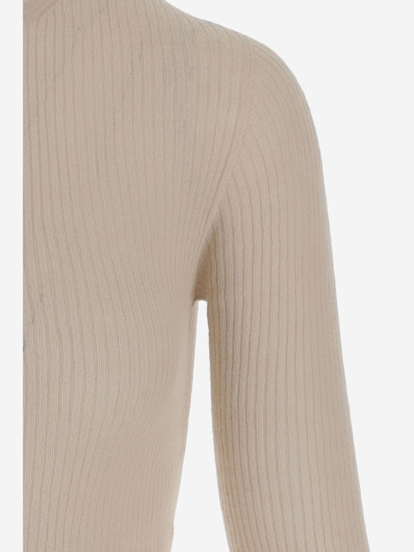 Blumarine Ribbed Cardigan With Lamé Scalloping