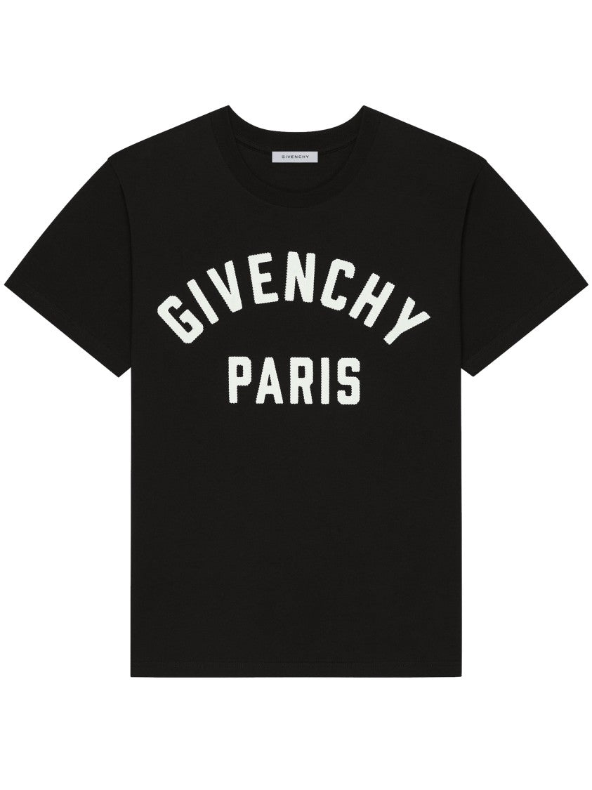 Givenchy Black Regular Fit Embellished Text T-Shirt