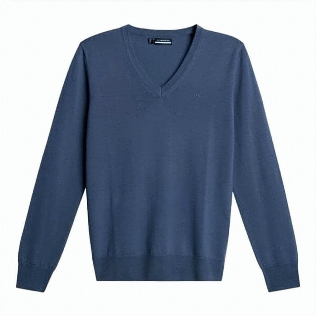 J Lindeberg V-Neck Merino Wool Sweater In Solid Blue