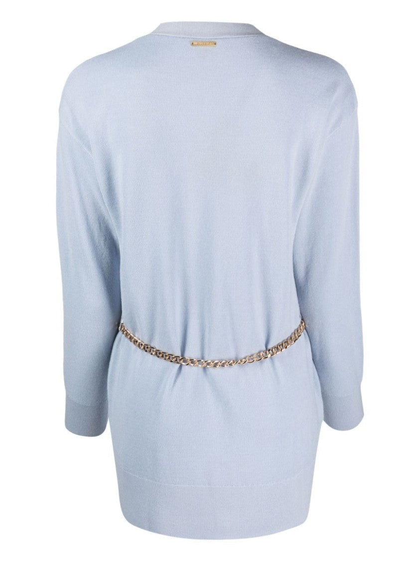 Michael Kors Merino Wool Cardigan With Chain Belt