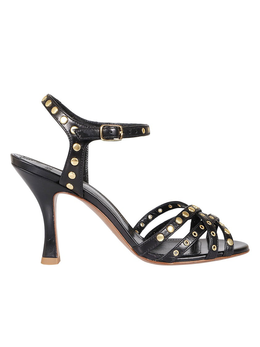 Relac Strappy Sandals With Gold Studs And High Heel