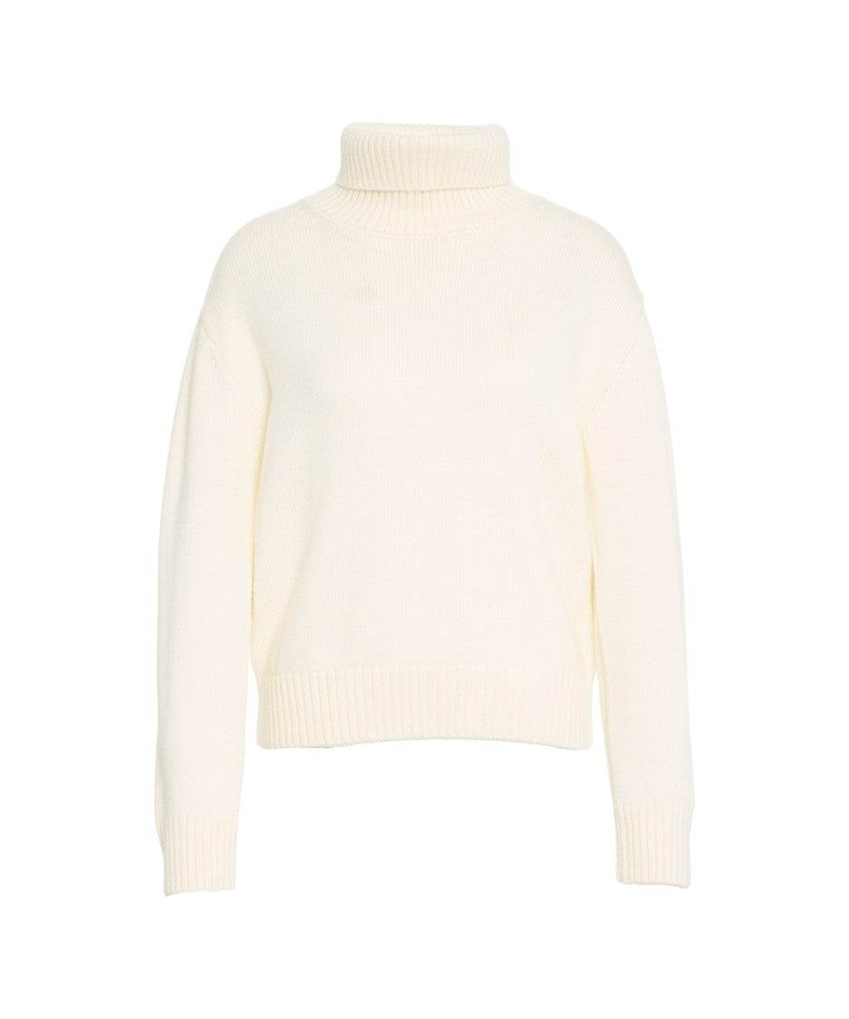 Add High-Neck Merino Wool Sweater With Ribbed Details