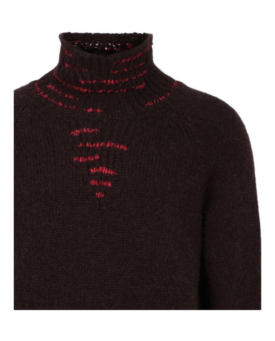 Ferragamo Ribbon Stitched Mock-Neck Sweater With Raglan Sleeves