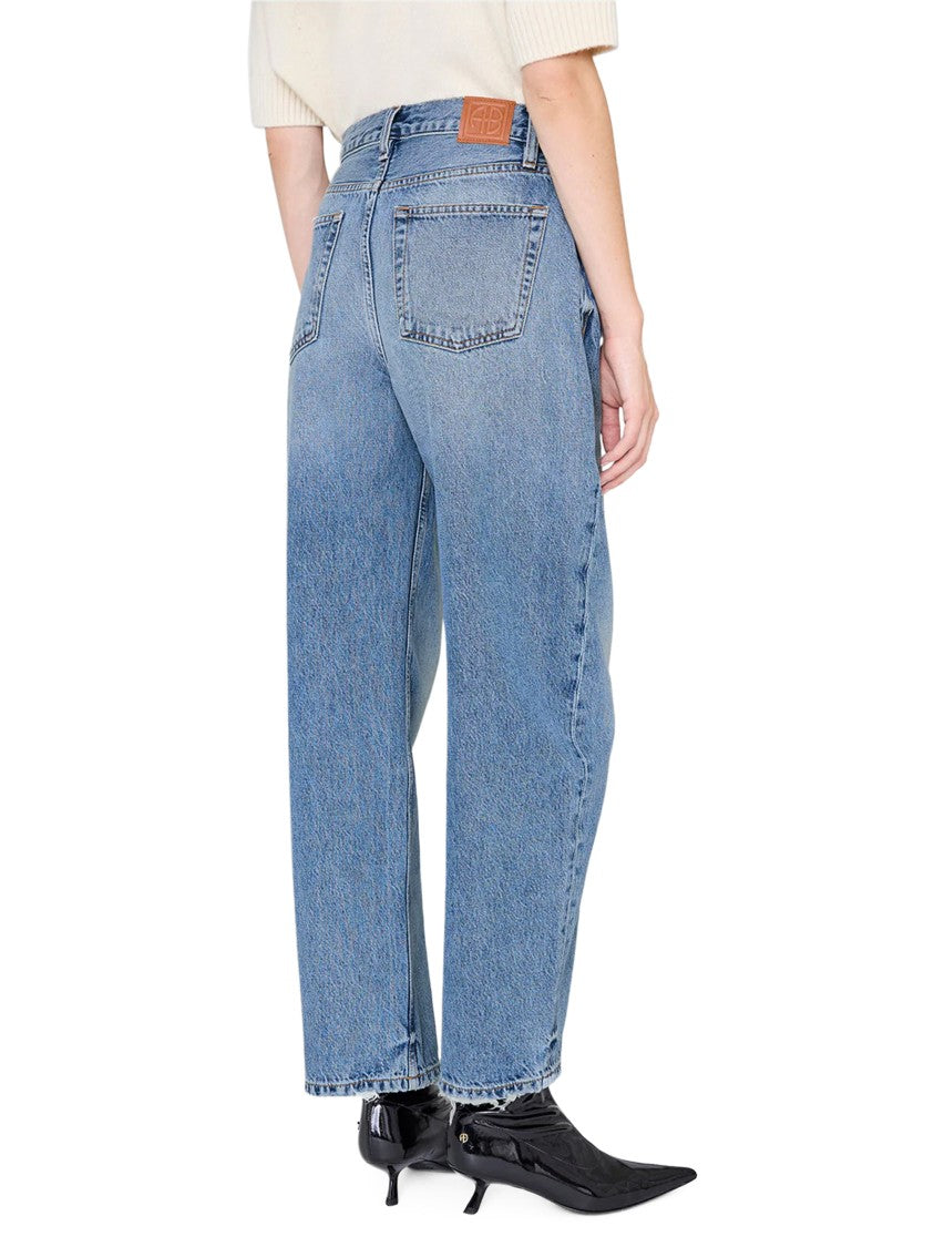 Anine Bing Relaxed Fit Straight-Leg Denim Trousers With Five-Pocket Design