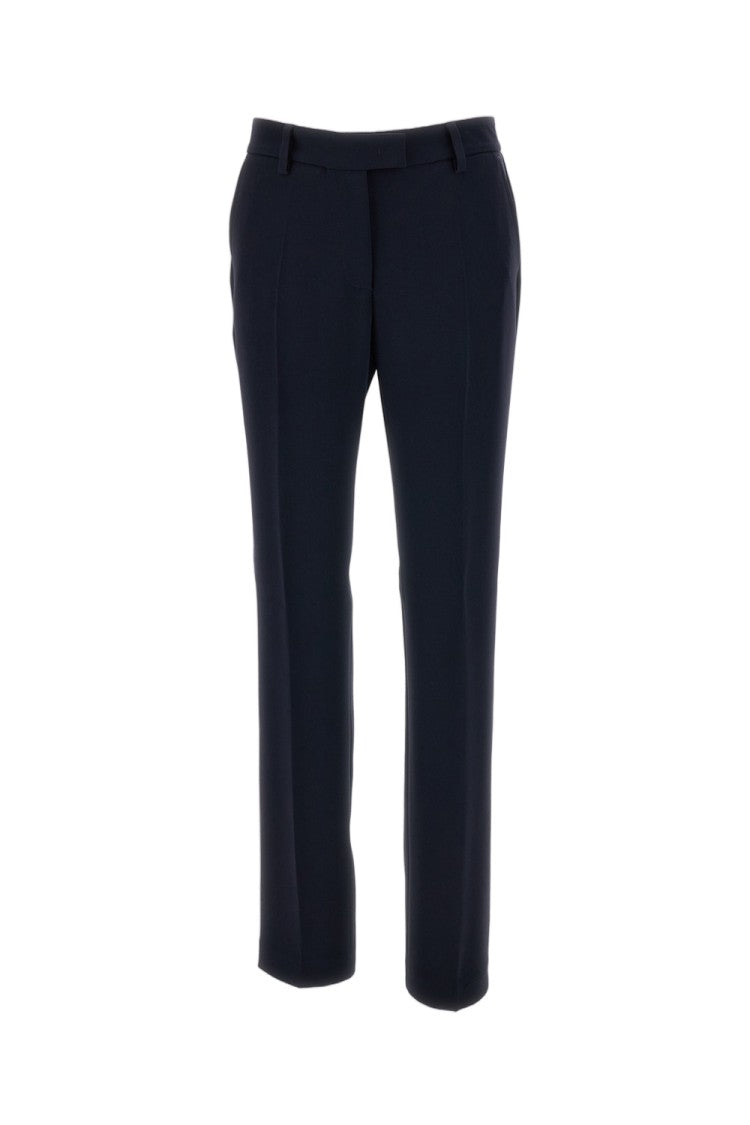 Alberto Biani Blue Cady Slim Straight-Leg Pants