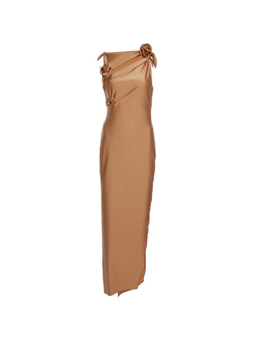 Coperni Asymmetric Flower Gown Brown
