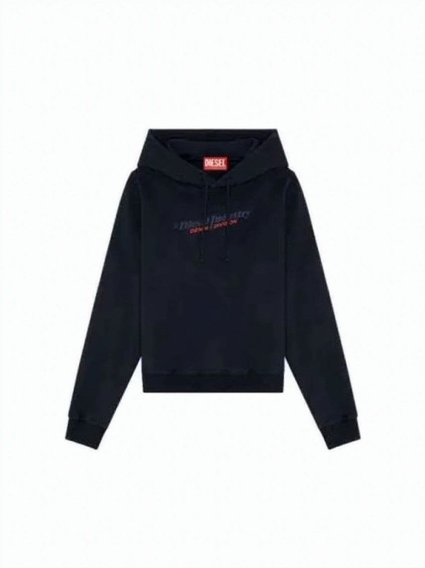 Diesel Cropped Hoodie With Drawstring And Subtle Text Detail