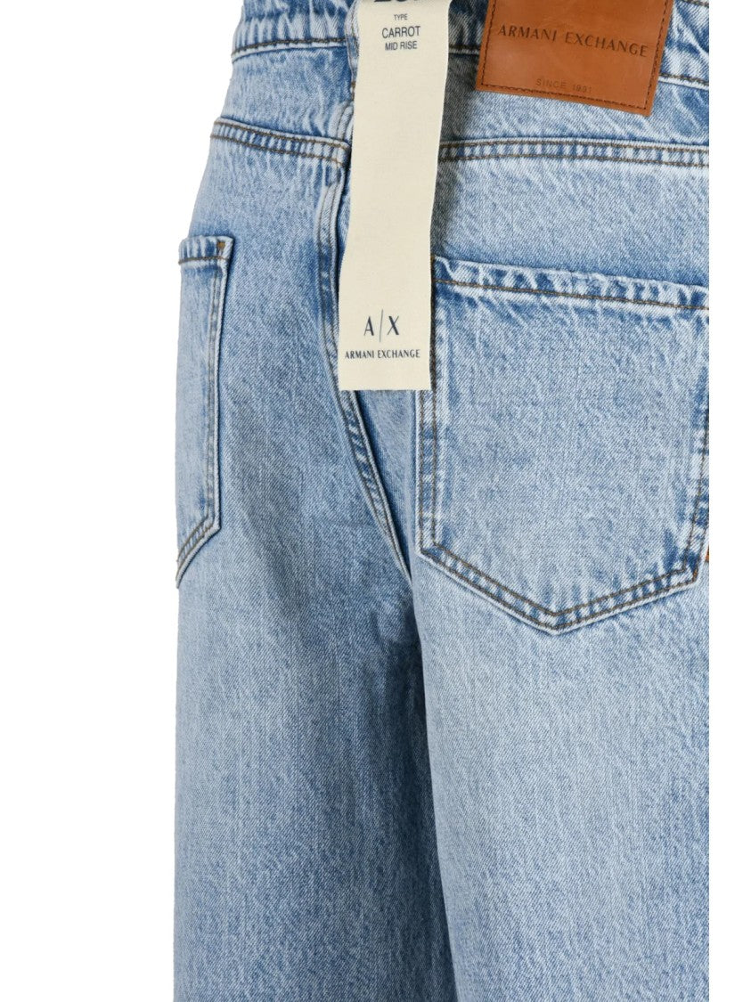 Armani Exchange Carrot Fit Light Blue Jeans With Five-Pocket Styling