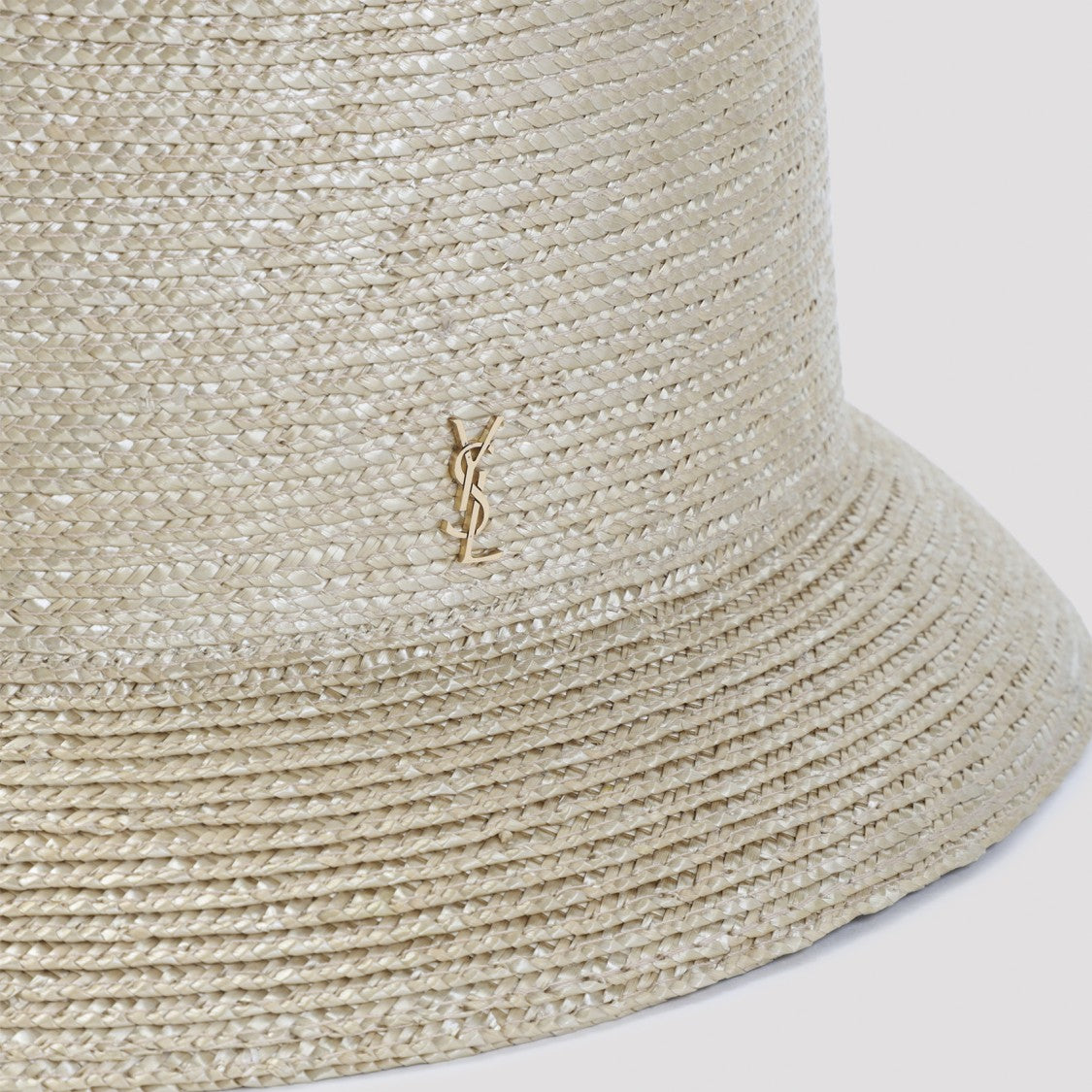 Saint Laurent Straw Bucket Hat With Rounded Crown