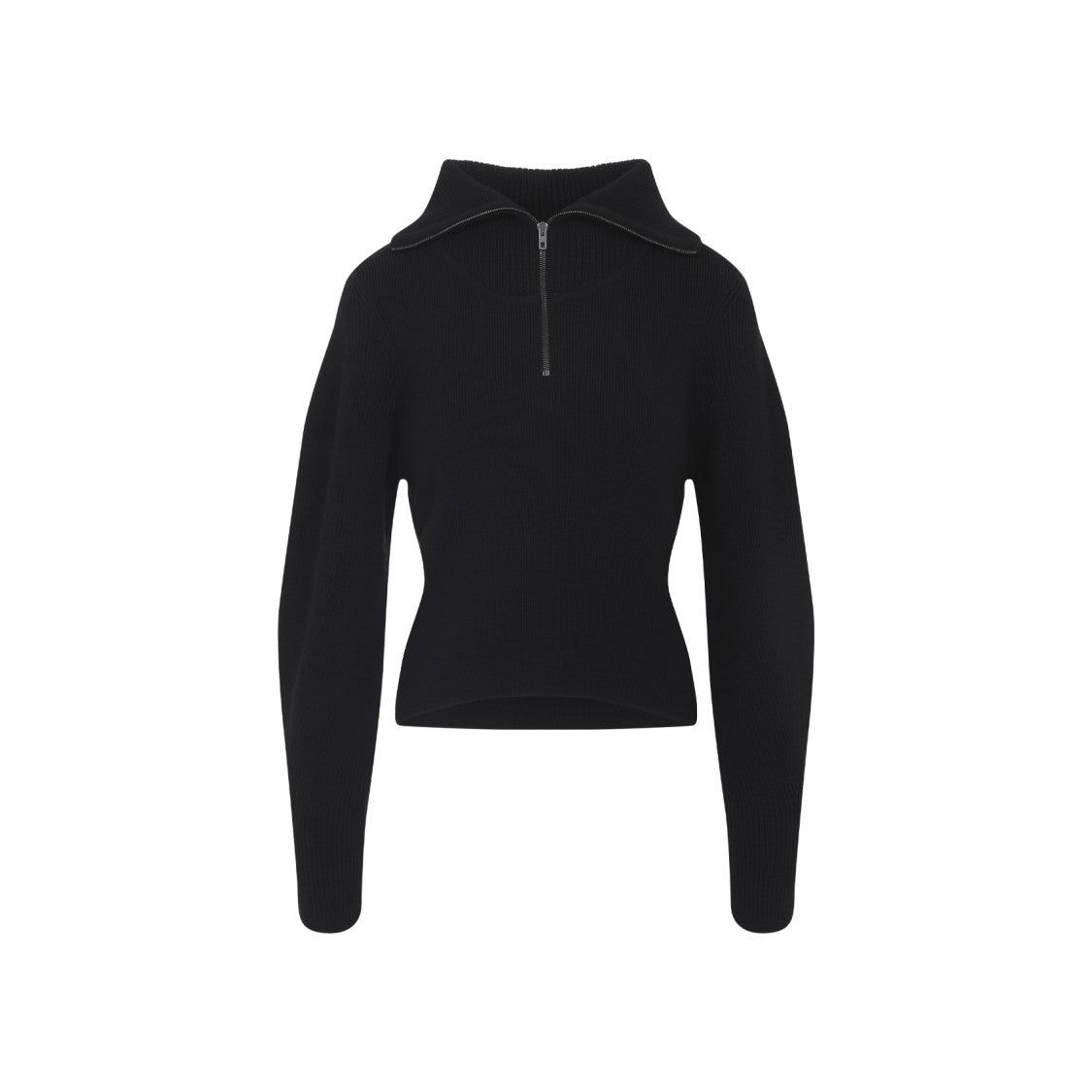 Lemaire High Collar Wool Sweater With Half-Zip Closure
