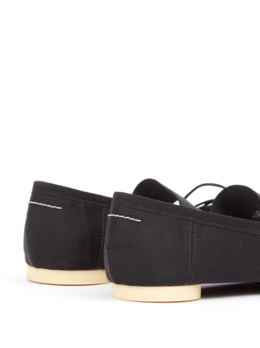 Mm6 By Maison Margiela Black Anatomic Fabric Square Toe Flats