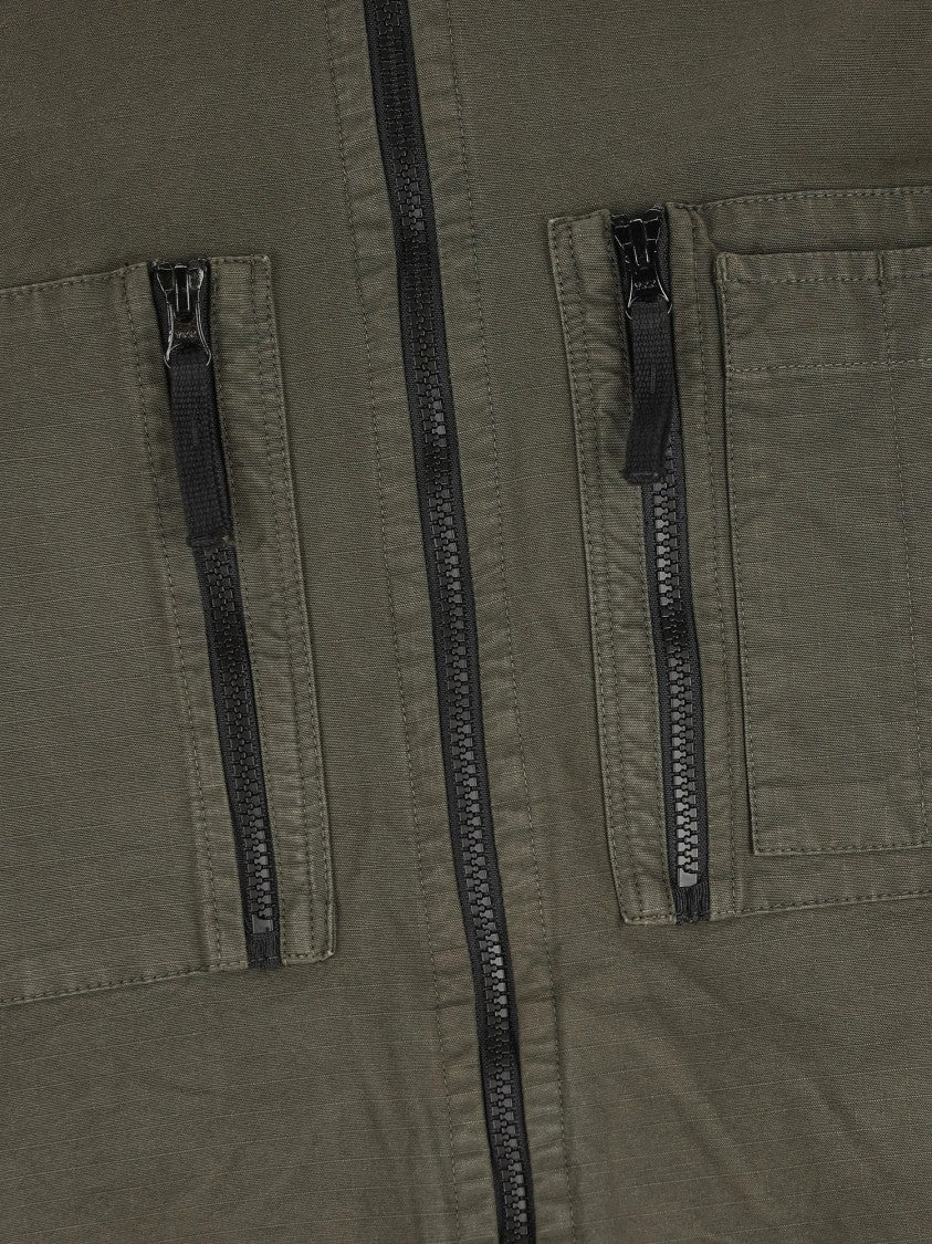 Stone Island Hooded Cropped Jacket With Elasticated Hem And Utility Details