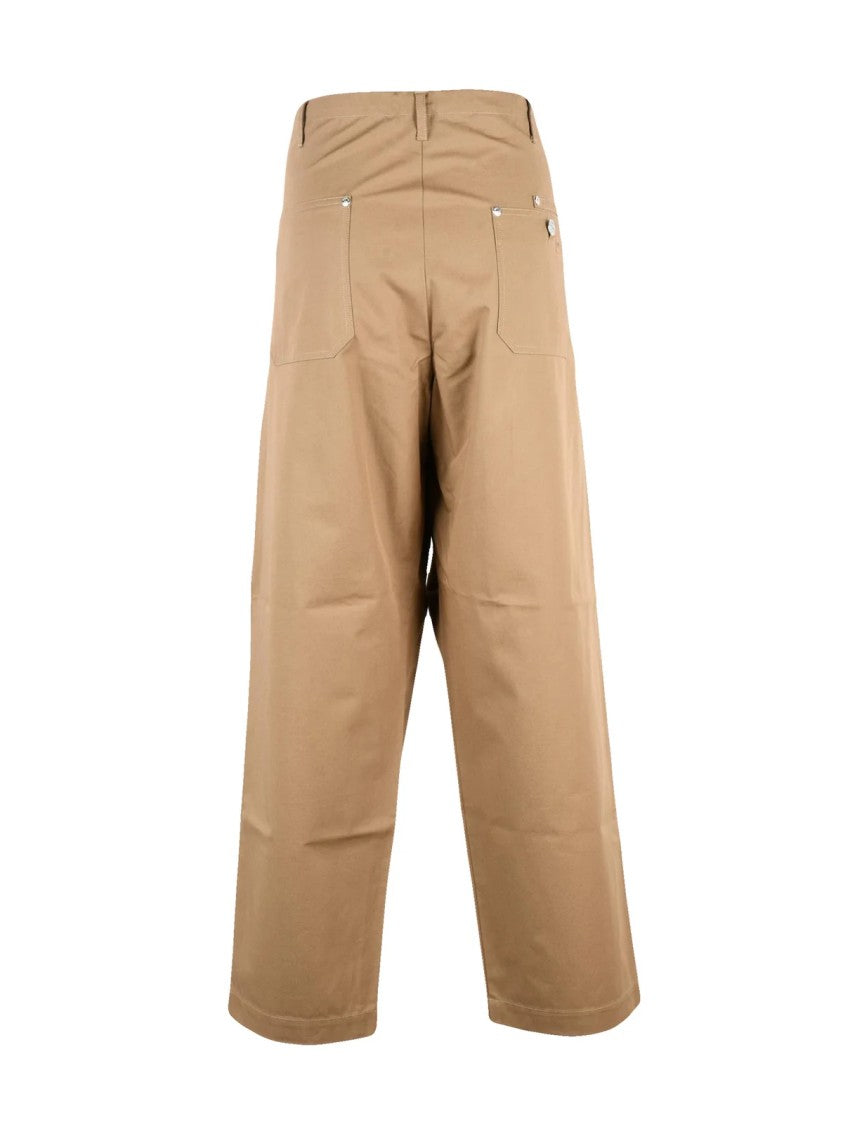 Mo5ch1no Jeans Beige Wide-Leg Baggy Pants With Adjustable Drawstring