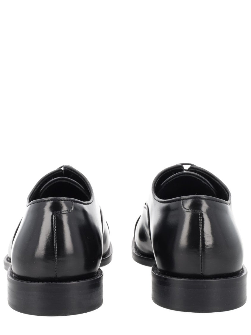 Corvari Black Polished Leather Cap Toe Loafers