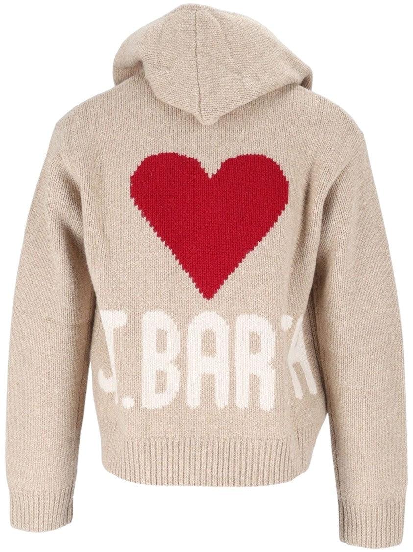 Mc2 Saint Barth Heart Accents Zip-Up Hooded Cardigan