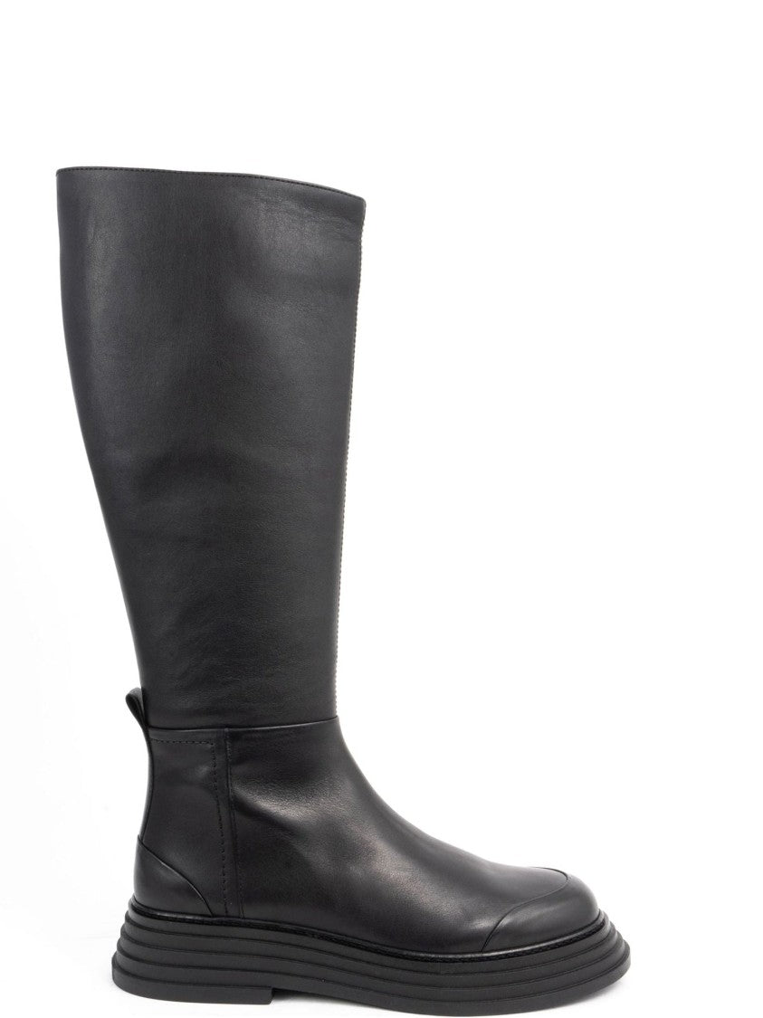 Sergio Moretti Long Black Leather Boots