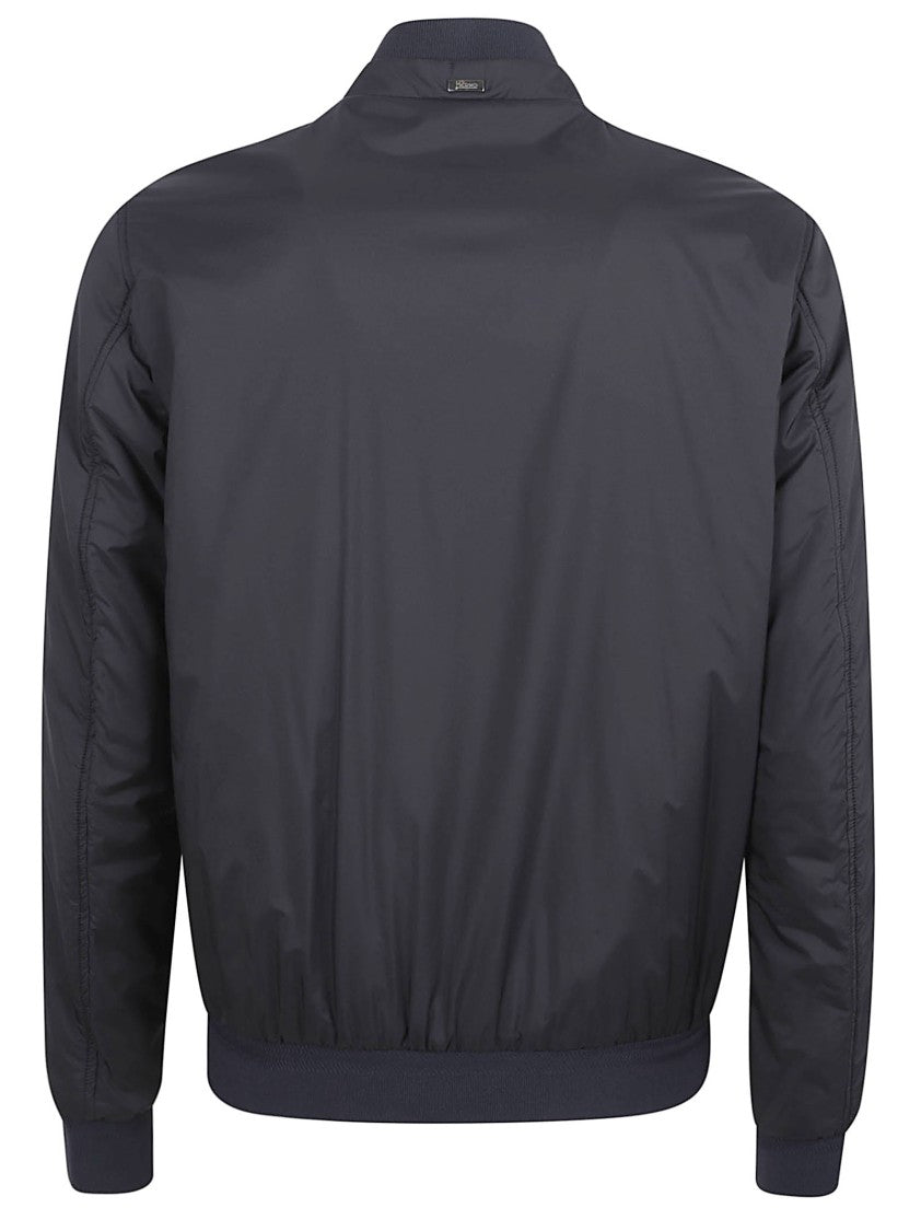 Herno Cropped Blue Jacket With Zippered Pockets