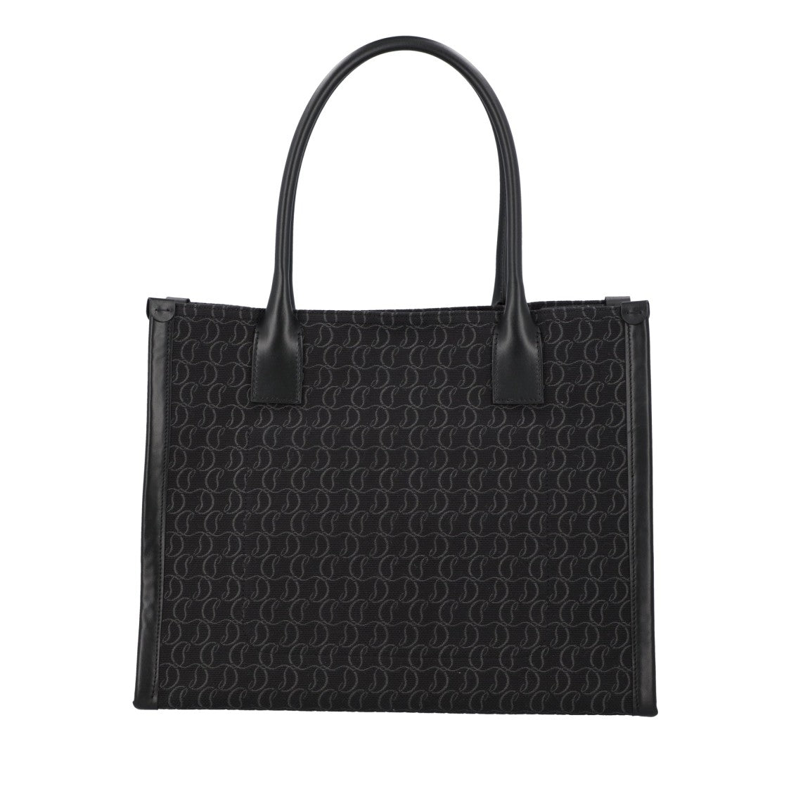 Christian Louboutin Structured Black Leather And Cotton Tote Bag