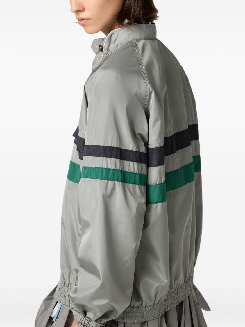Miu Miu Black Relaxed Fit Zip-Up Stripe Jacket