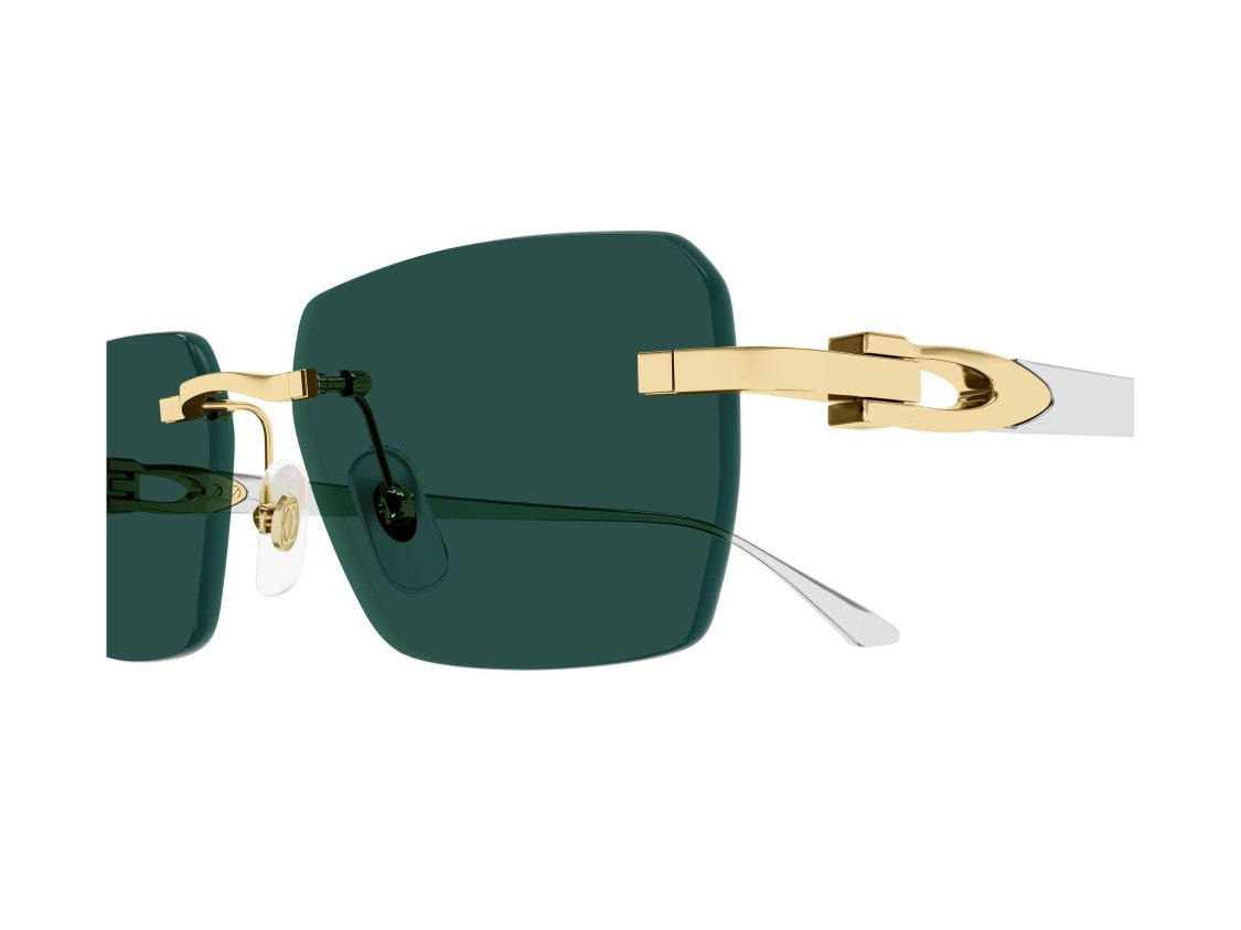 Cartier Dark Green Rimless Titanium Sunglasses