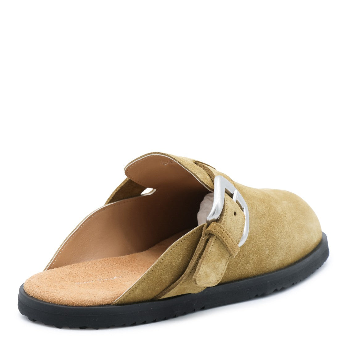 Maison Margiela Tabi Toe Tobacco Leather Sandals With Silver Tone Buckle Detail