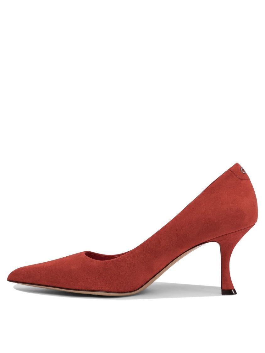 Ferragamo Red Suede And Leather Pointed Toe Pumps