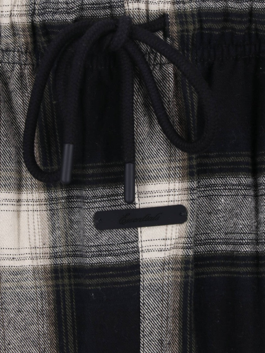 Fear Of God Essentials Graphite Plaid Cotton Wide-Leg Pants