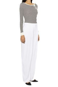 Pinko White Polyester-Elastane Pleated-Front Trousers