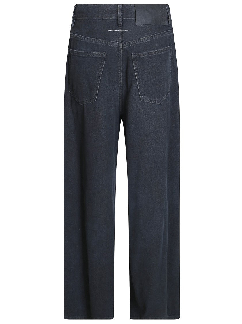 Mm6 By Maison Margiela Wide-Leg Drawstring Denim Jeans