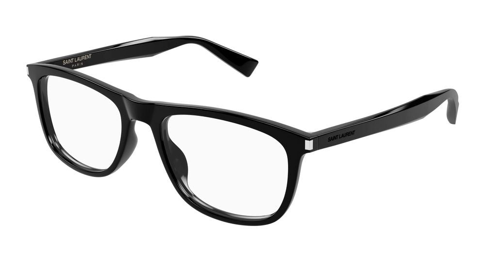 Saint Laurent Black Transparent Accents Oversized Square Eyeglasses