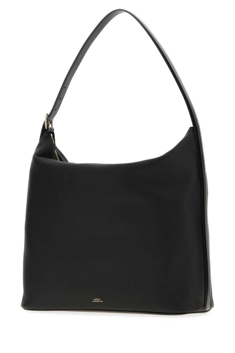 A.P.C. Black Leather Maxi Vera Shopping Bag