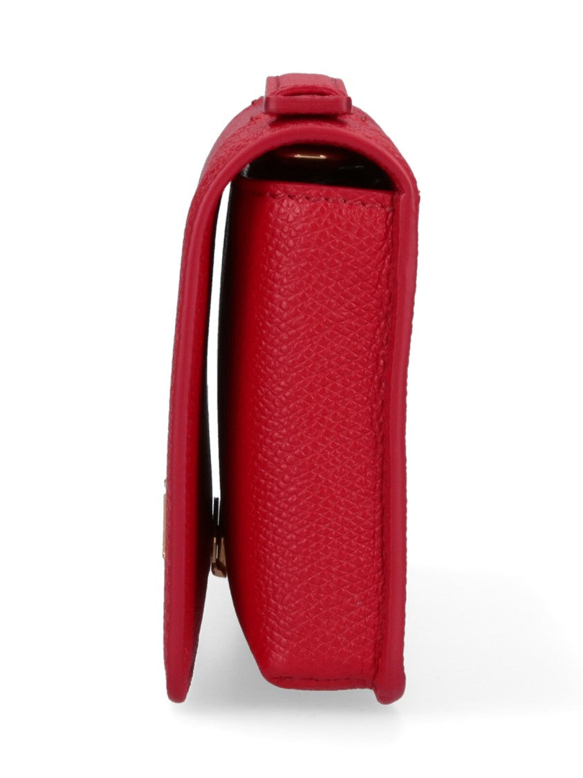 Valentino Garavani Red Vlogo Signature Leather Chain Wallet