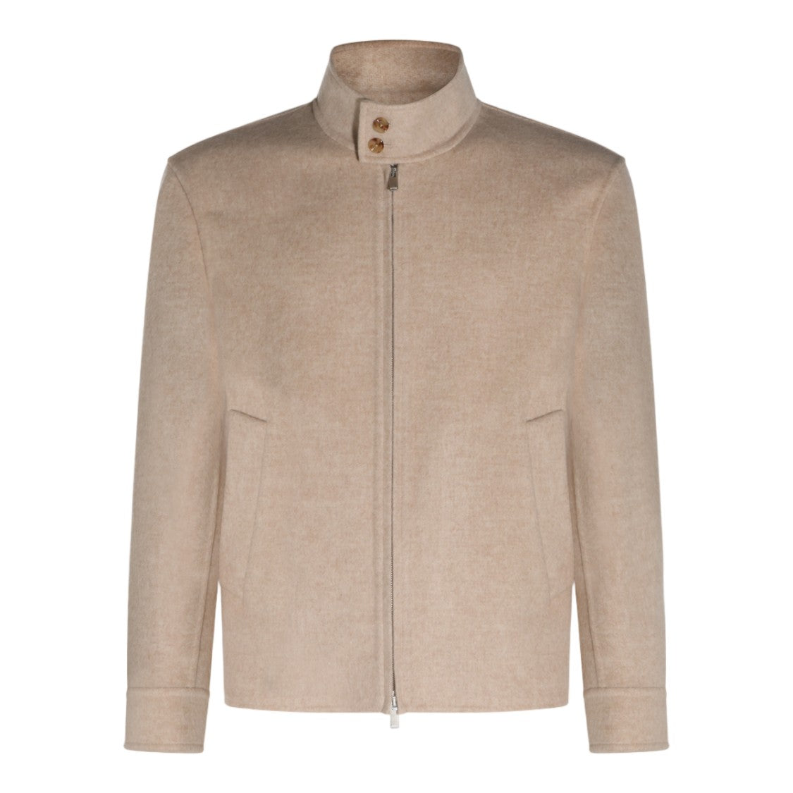 Lardini Minimalist Beige Jacket With High Stand Collar