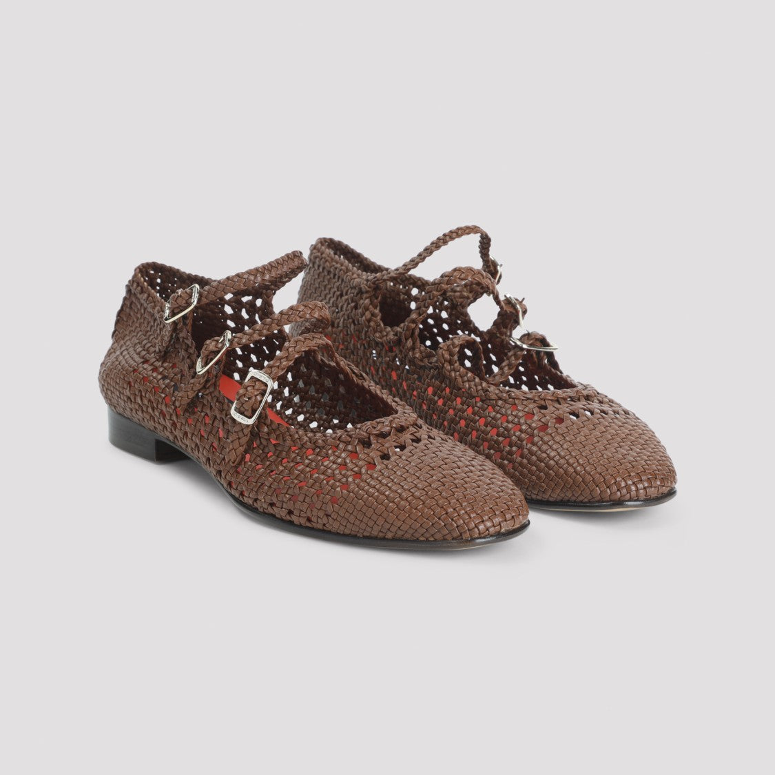 Carel Paris Woven Leather Ballerinas With Pointed Toe