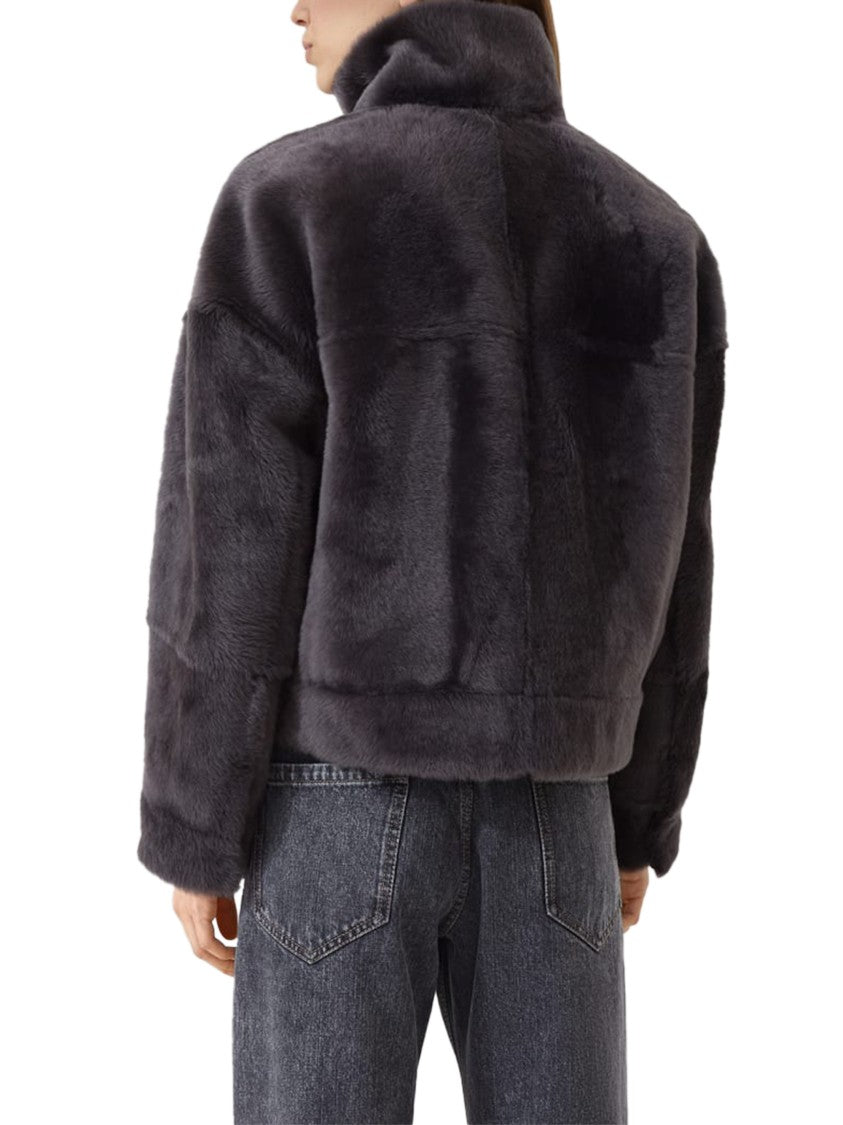 Brunello Cucinelli Boxy Grey Lamb Fur Jacket