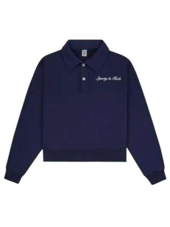 Sporty And Rich Cropped Polo Shirt With Collared Neckline